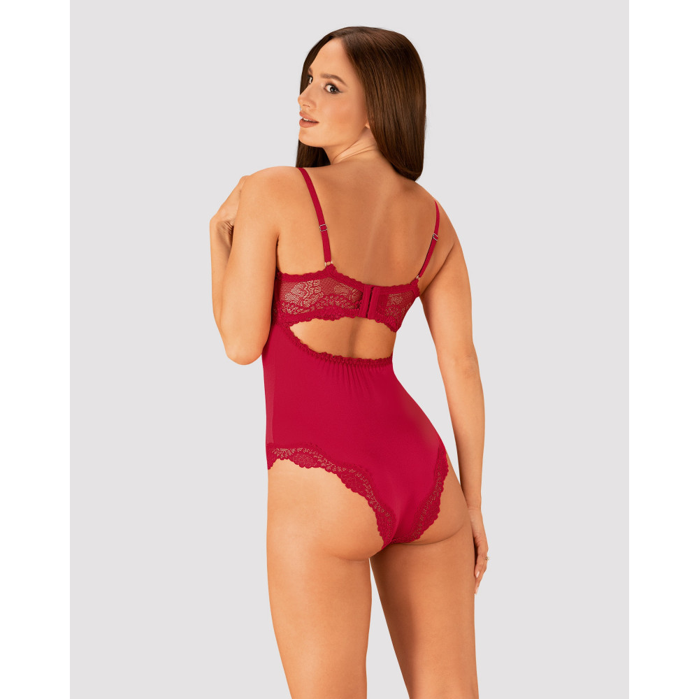 Разное - Боди сексуальное с кружевными вставками Obsessive Rosalyne красное, L/XL 1