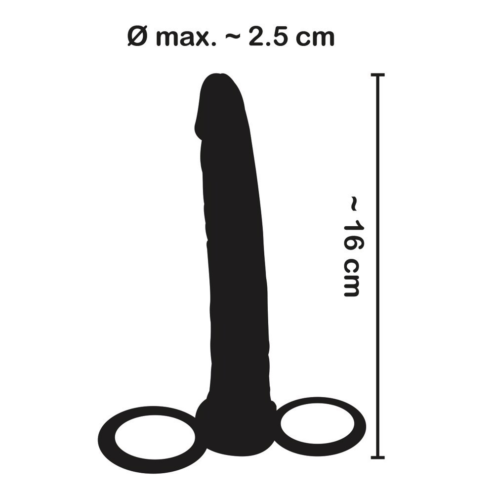 Секс игрушки - Черная насадка для двойного проникновения с петлей на пенис и мошонку 3