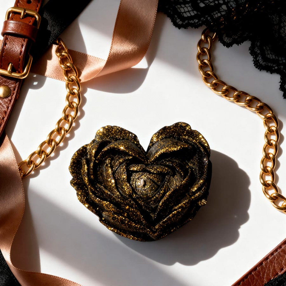 Різне - Свічка низькотемпературна у вигляді троянди з глітером GlowKink чорна, М 17