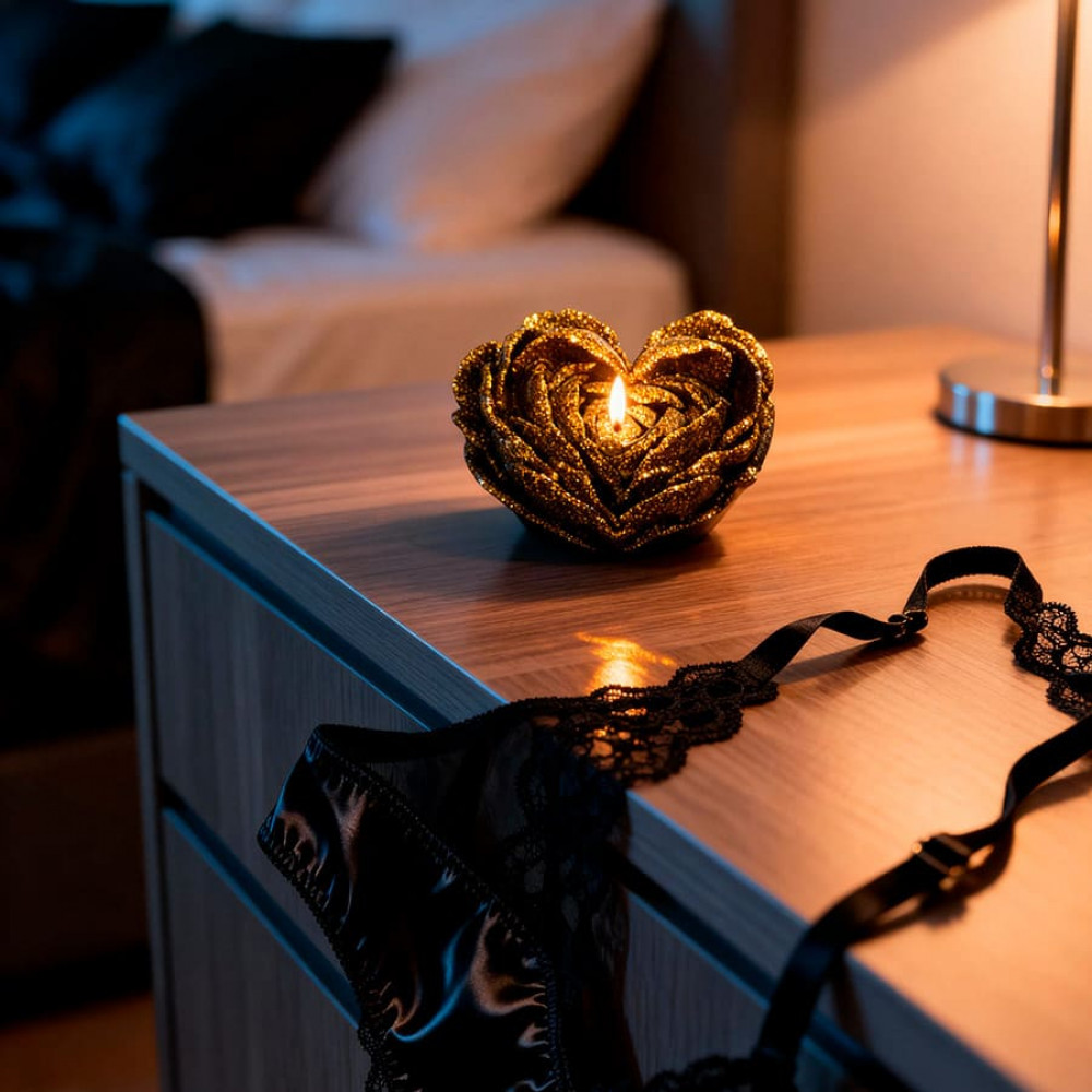 Різне - Свічка низькотемпературна у вигляді троянди з глітером GlowKink чорна, М 4