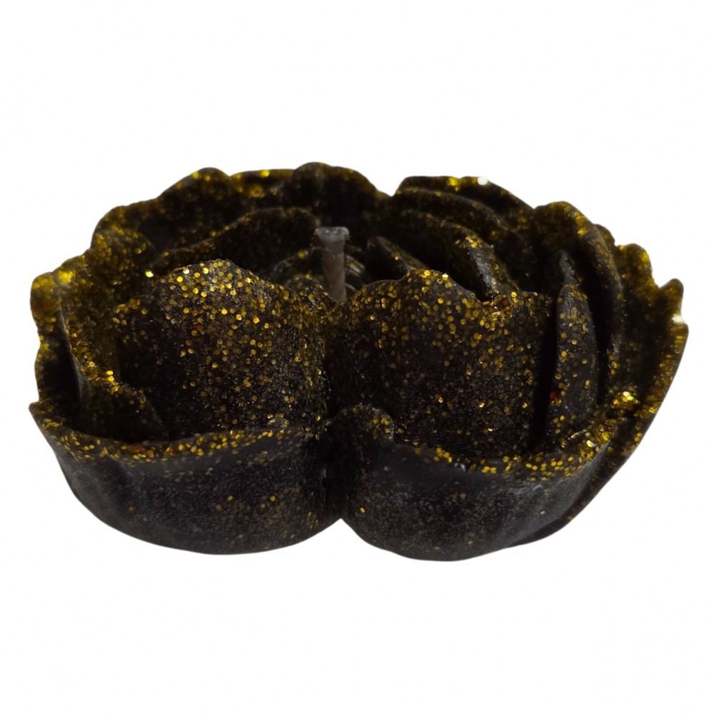 Різне - Свічка низькотемпературна у вигляді троянди з глітером GlowKink чорна, М 29