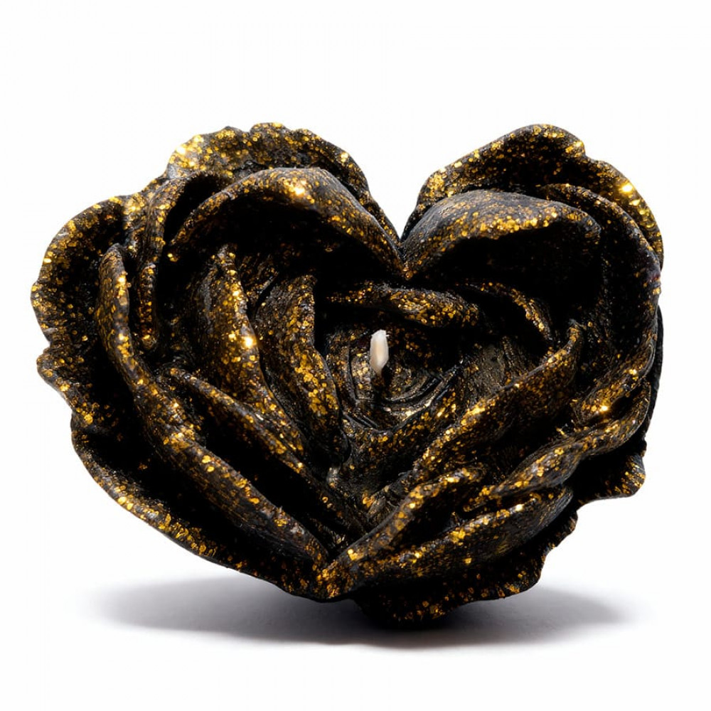 Різне - Свічка низькотемпературна у вигляді троянди з глітером GlowKink чорна, М 19