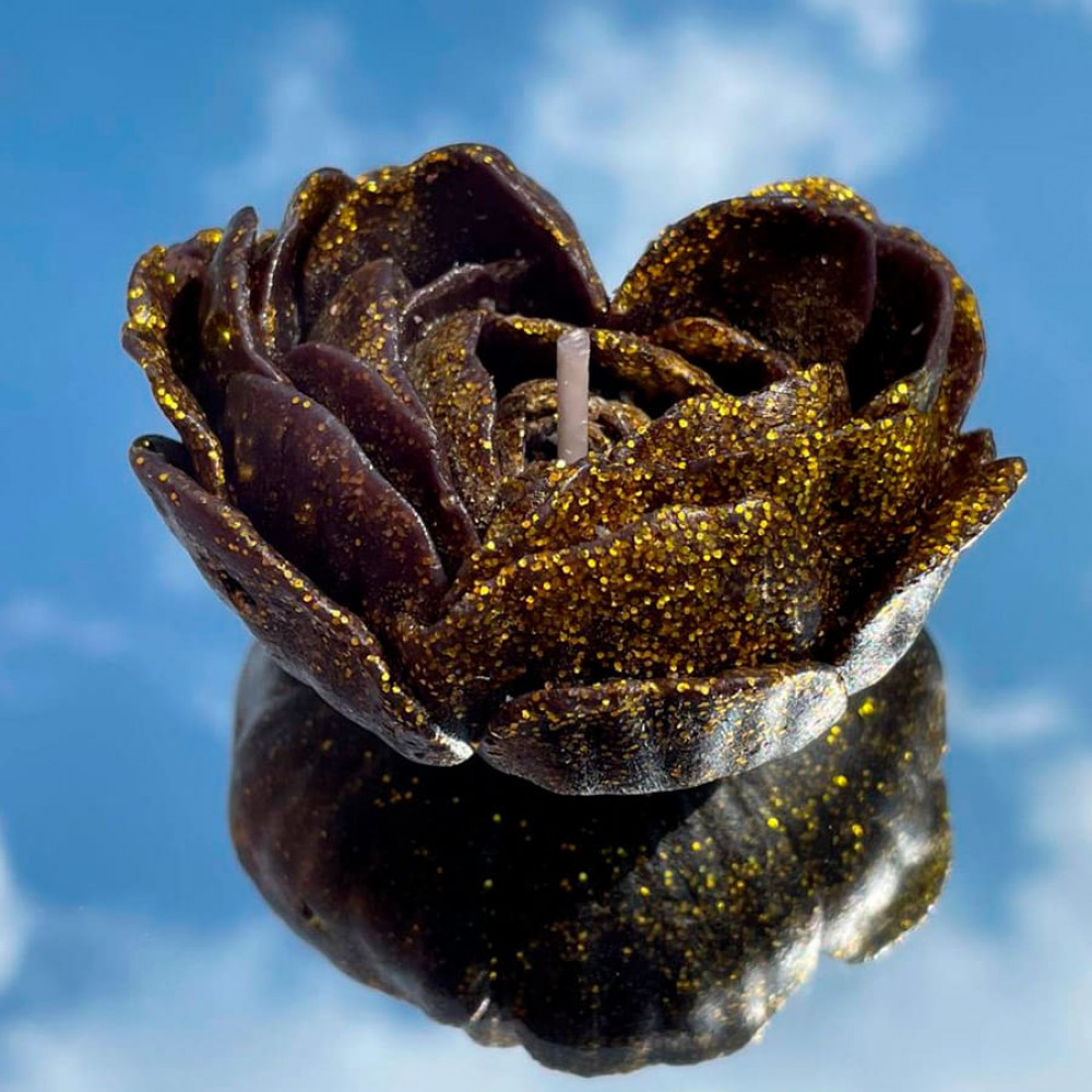 Різне - Свічка низькотемпературна у вигляді троянди з глітером GlowKink чорна, М 38