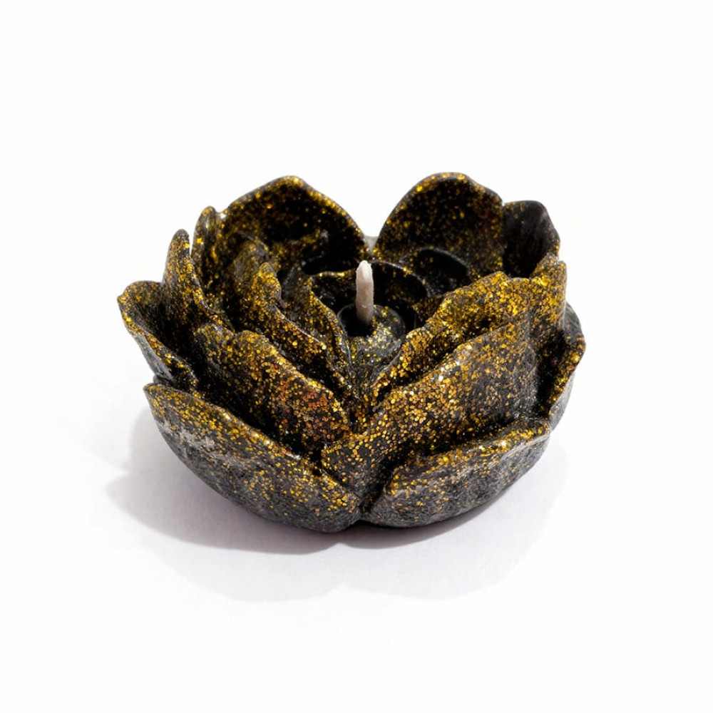 Різне - Свічка низькотемпературна у вигляді троянди з глітером GlowKink чорна, М 20