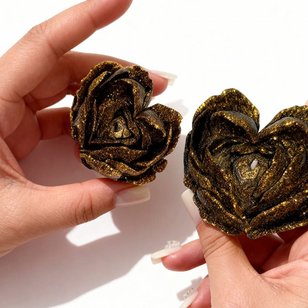 Різне - Свічка низькотемпературна у вигляді троянди з глітером GlowKink чорна, М 8