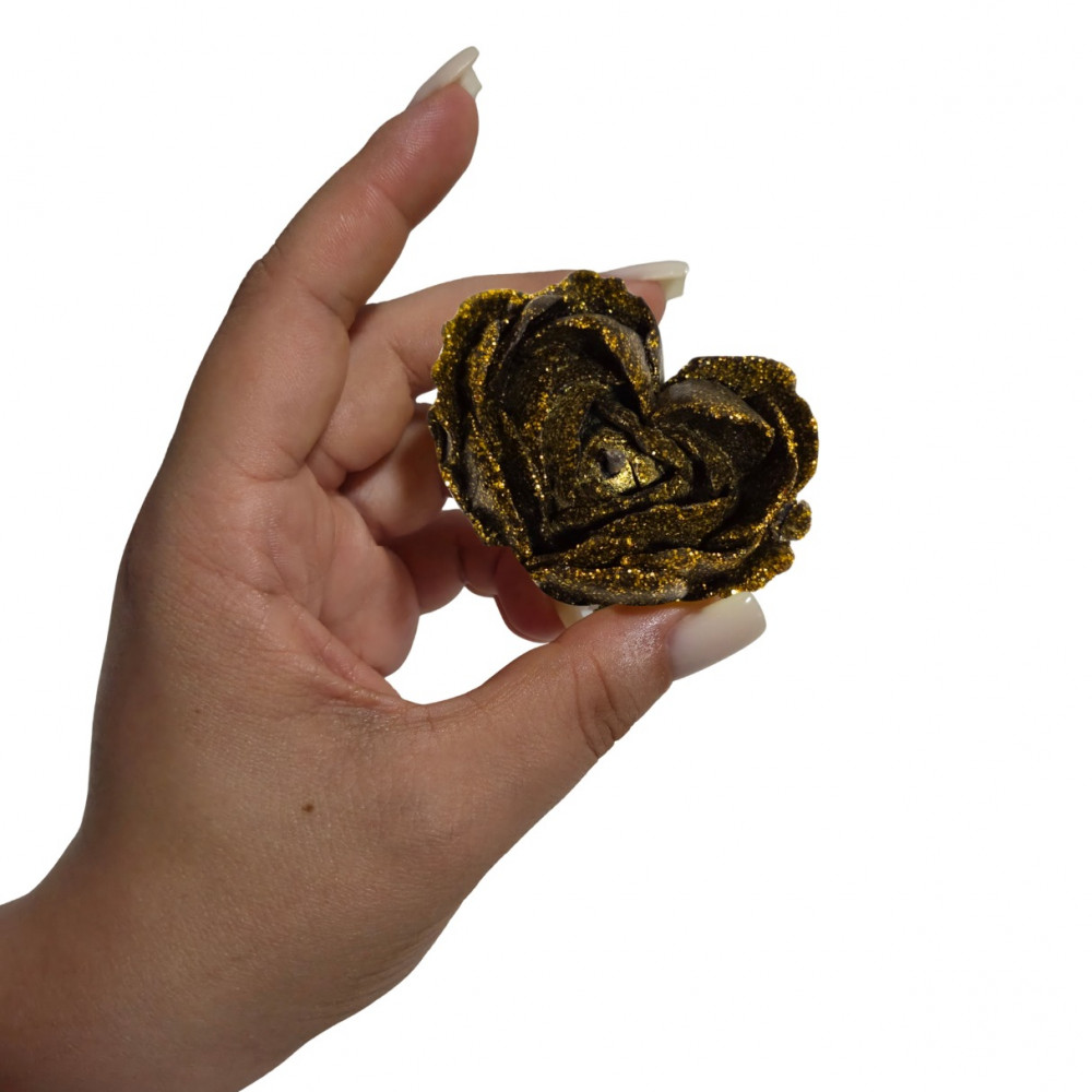 Різне - Свічка низькотемпературна у вигляді троянди з глітером GlowKink чорна, М 40