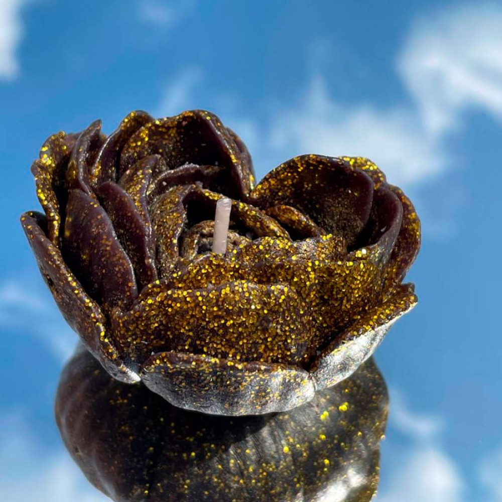 Різне - Свічка низькотемпературна у вигляді троянди з глітером GlowKink чорна, М 46