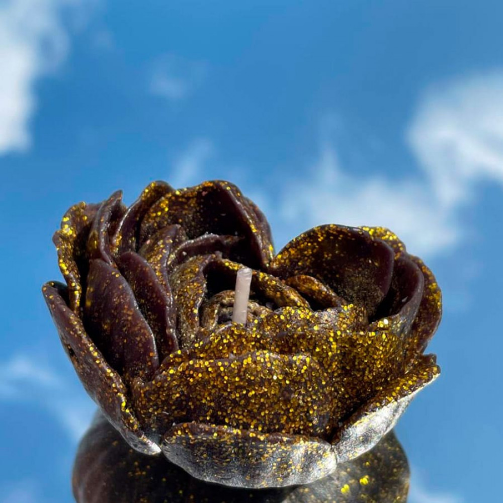 Різне - Свічка низькотемпературна у вигляді троянди з глітером GlowKink чорна, М 47