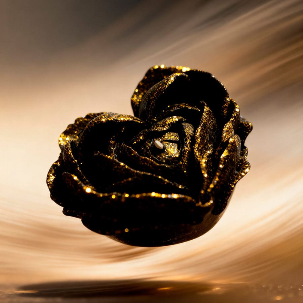 Різне - Свічка низькотемпературна у вигляді троянди з глітером GlowKink чорна, М 11
