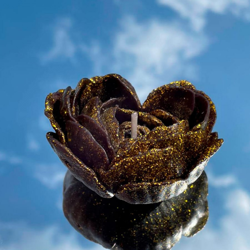 Різне - Свічка низькотемпературна у вигляді троянди з глітером GlowKink чорна, М 43