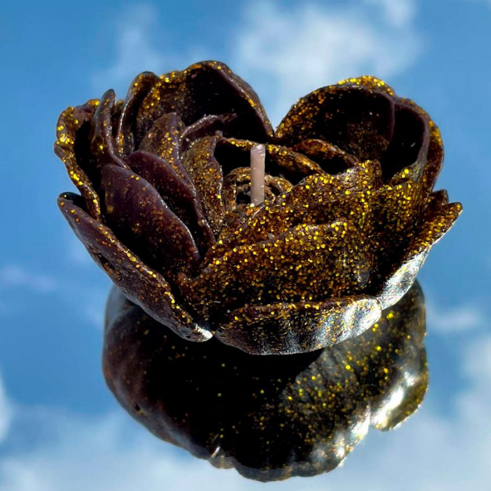 Різне - Свічка низькотемпературна у вигляді троянди з глітером GlowKink чорна, М 35