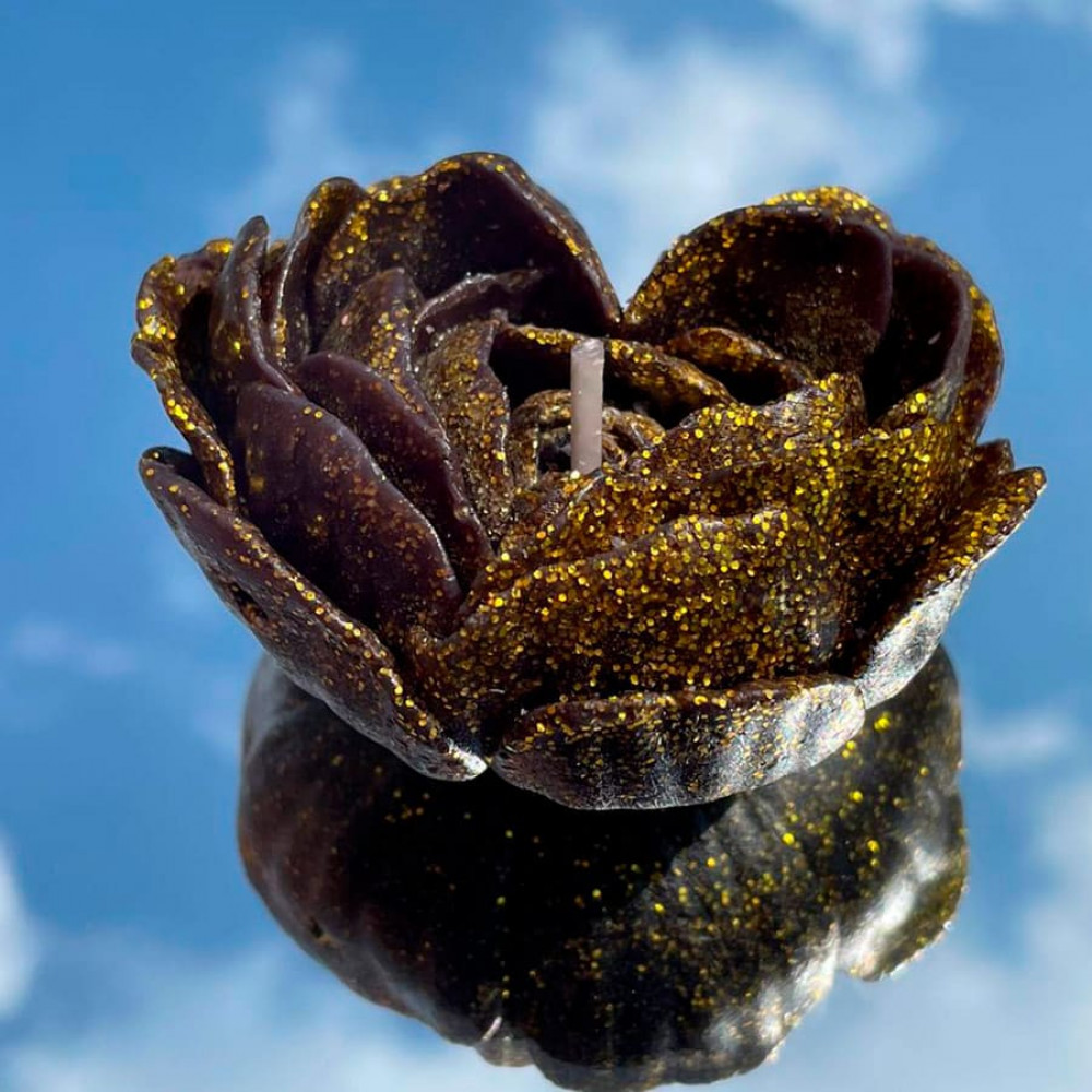 Різне - Свічка низькотемпературна у вигляді троянди з глітером GlowKink чорна, М 37