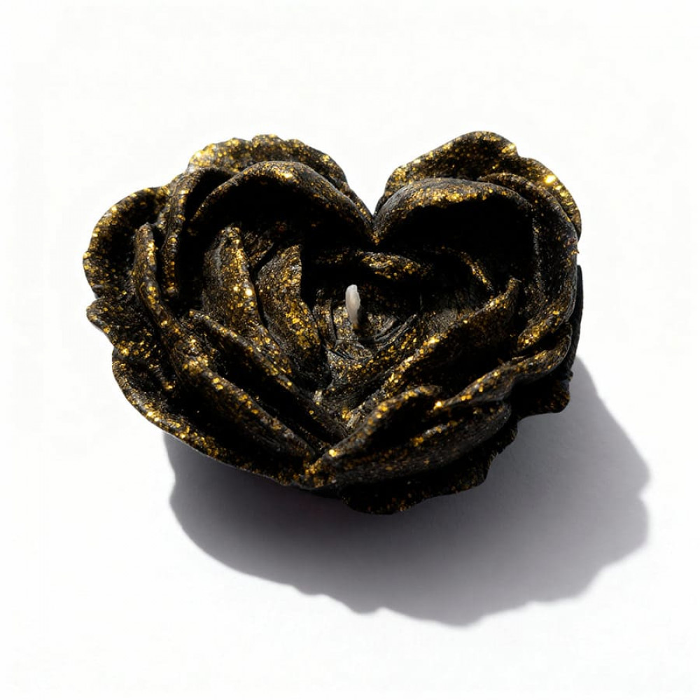 Різне - Свічка низькотемпературна у вигляді троянди з глітером GlowKink чорна, М 18