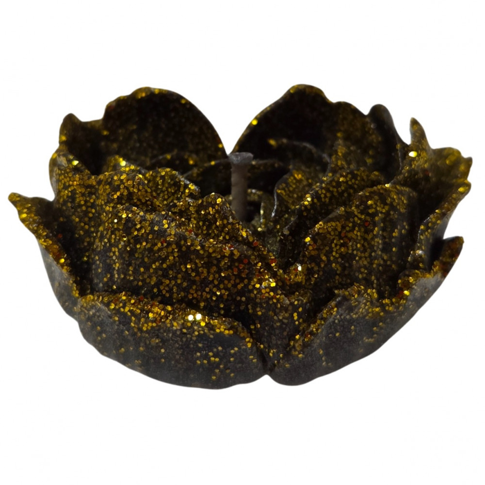 Різне - Свічка низькотемпературна у вигляді троянди з глітером GlowKink чорна, М 30