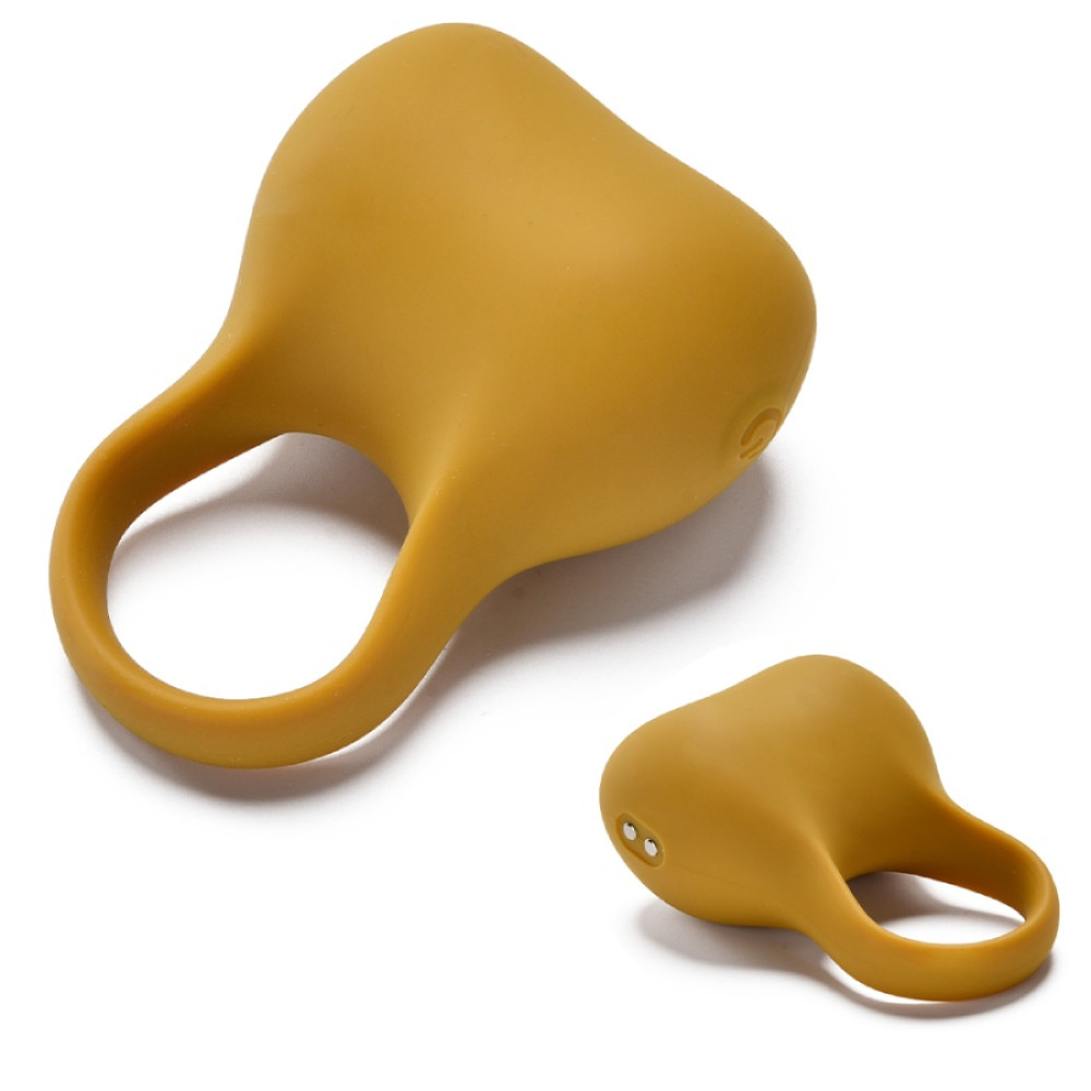 Эрекционные кольца с вибрацией - Эрекционное виброкольцо Sweet Em Silky Ring с пультом, желтое, 7.6 х 5.7 см 3