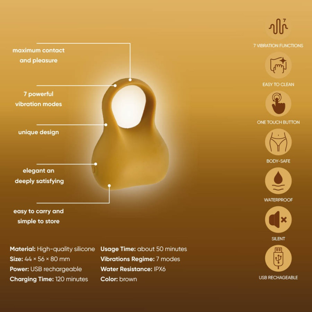 Эрекционные кольца с вибрацией - Эрекционное виброкольцо Sweet Em Silky Ring с пультом, желтое, 7.6 х 5.7 см 2