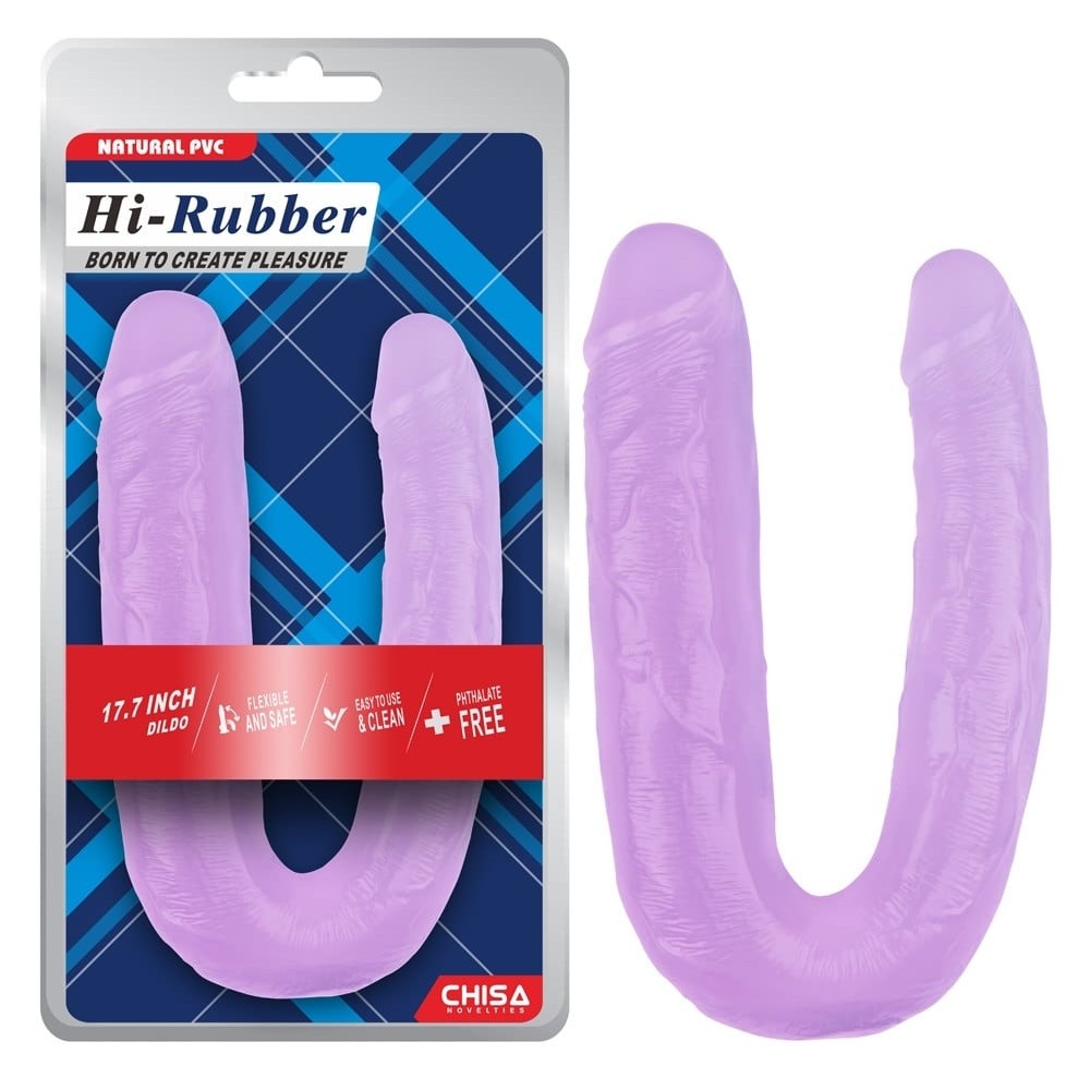  - Фалоімітатор двосторонній Chisa Hi-Rubber, фіолетовий 45 см