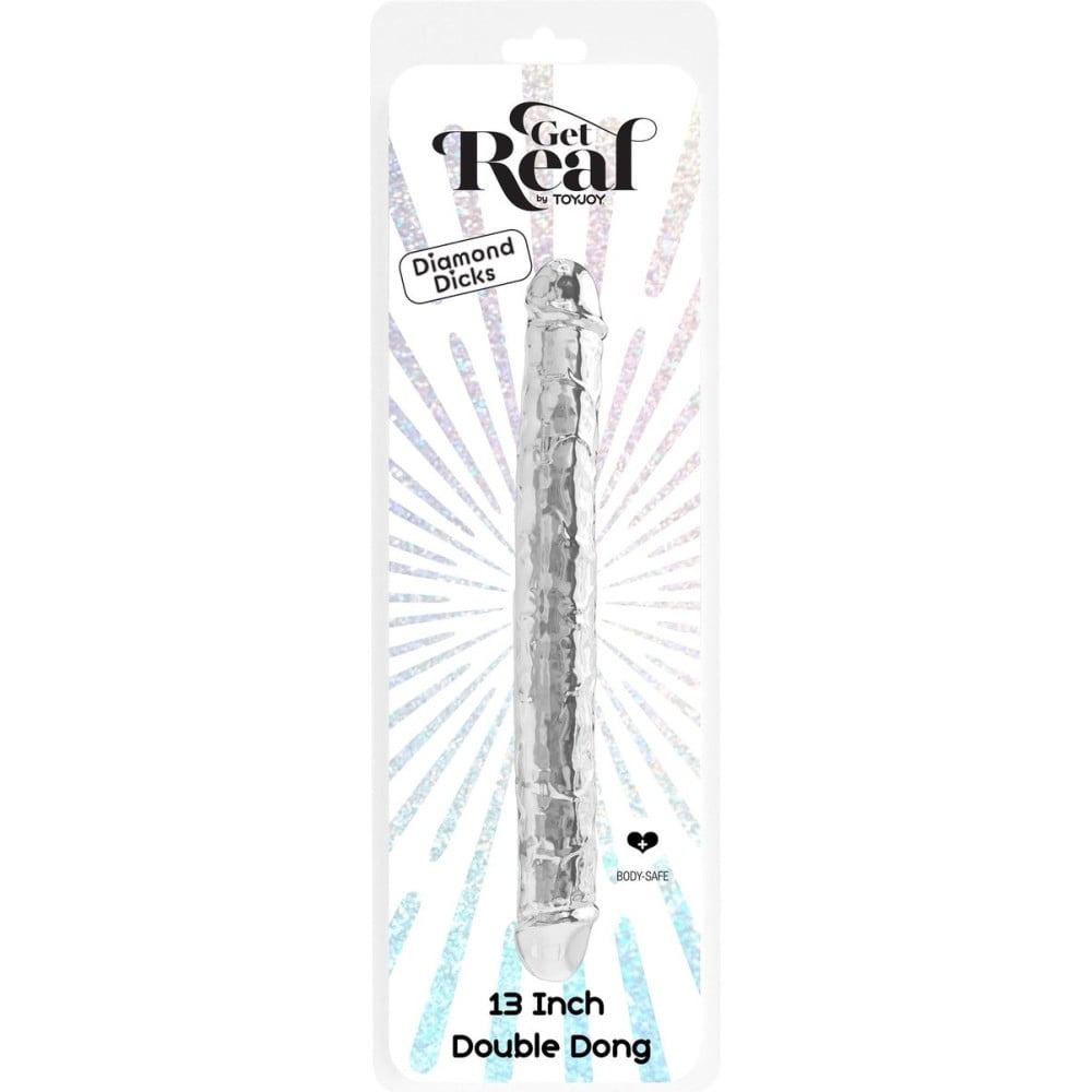 Разное - Фаллоимитатор двусторонний с реалистичным рельефом, Toy Joy Clear Double Dong, прозрачный 2