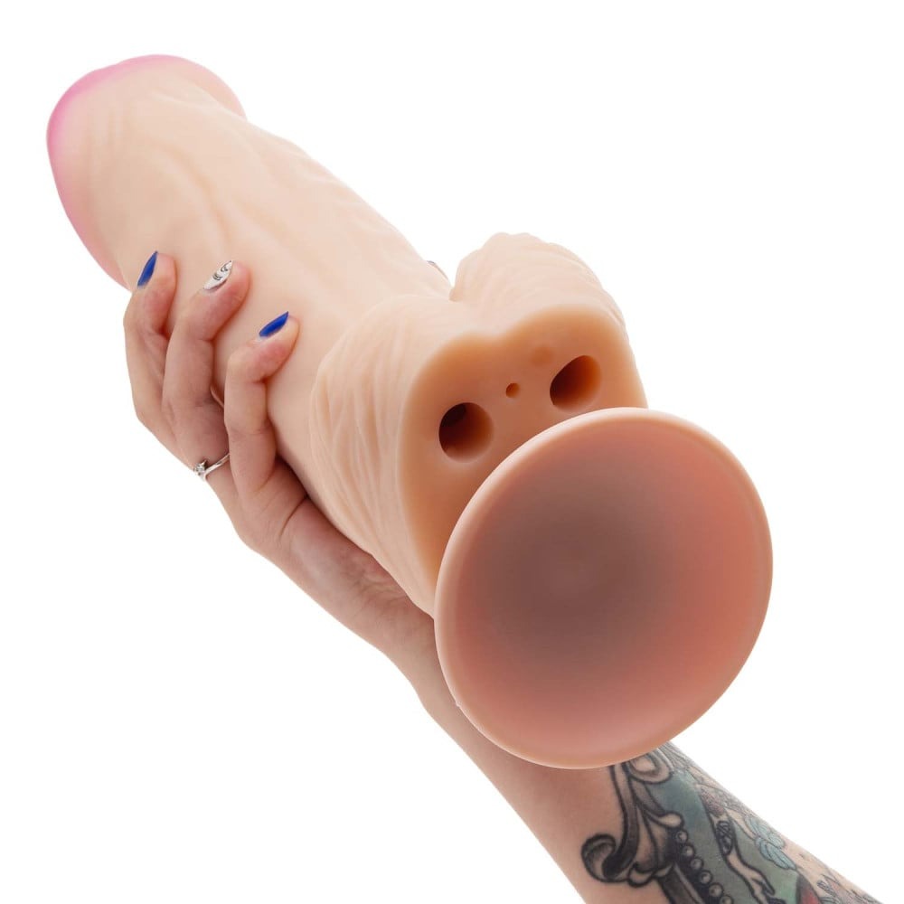  - Фалоімітатор Гігант реалістичний на присосці EGZO FS01 з отворами в мошонці для віброкуль 4