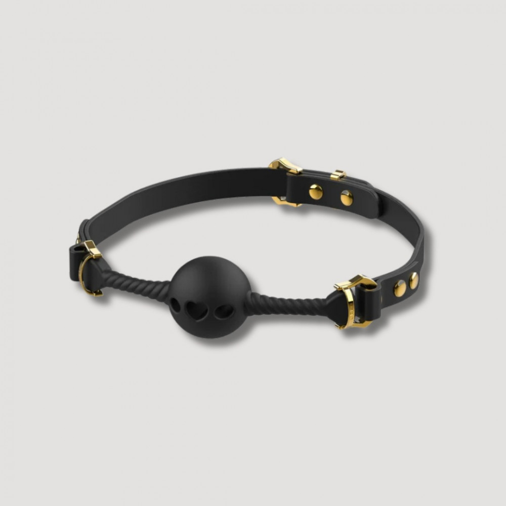 Різне - Кляп кулька з отворами у вигляді серця UPKO Desire for Mouth Bondage Collection, чорний 2