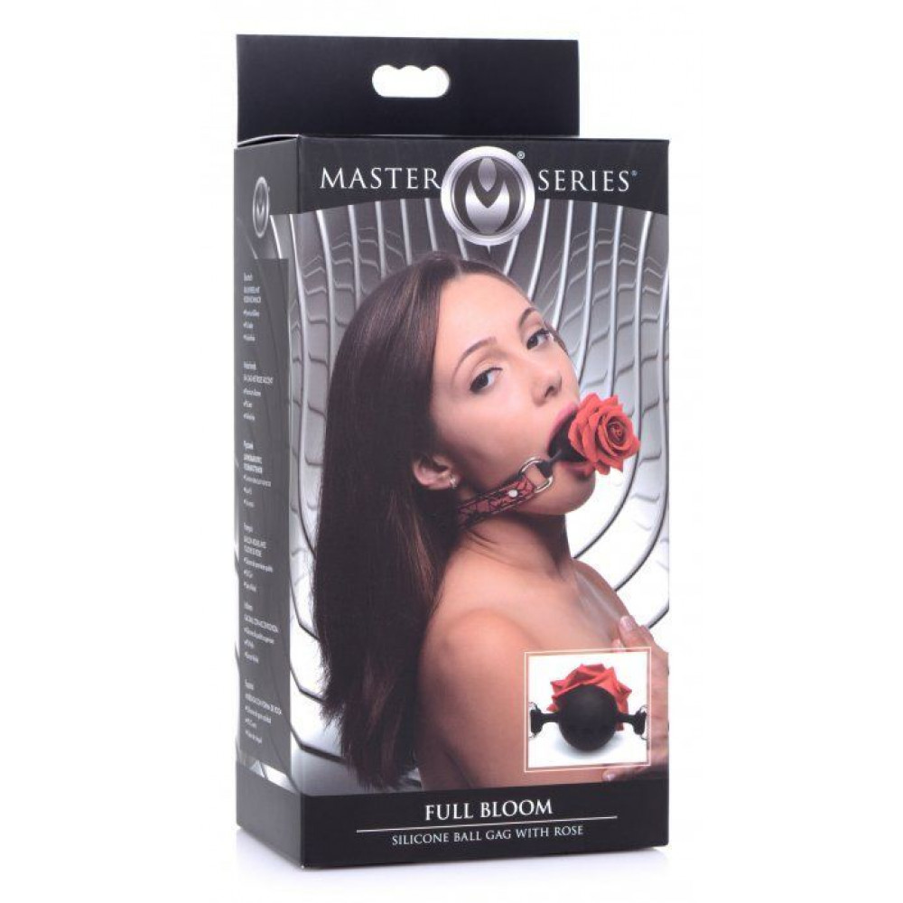 Кляп - Кляп силиконовый с розой Master Series, черный, красный 1