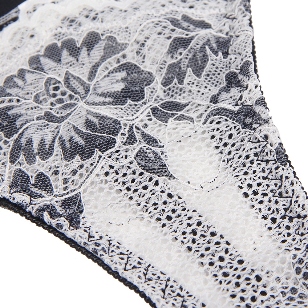 Різне - Комплект білизни мереживної Star Night з квітковим принтом, чорно-білий, 3XL-4XL 7