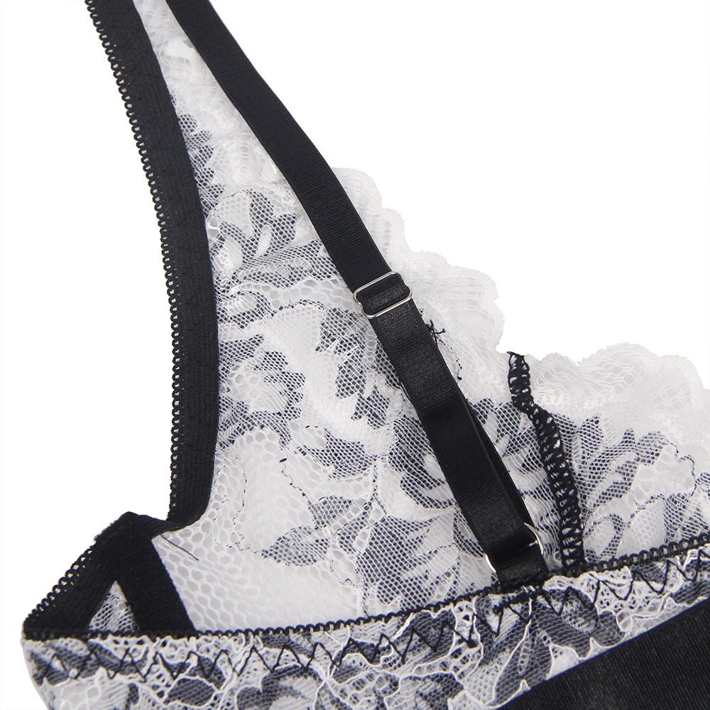 Різне - Комплект білизни мереживної Star Night з квітковим принтом, чорно-білий, 3XL-4XL 6