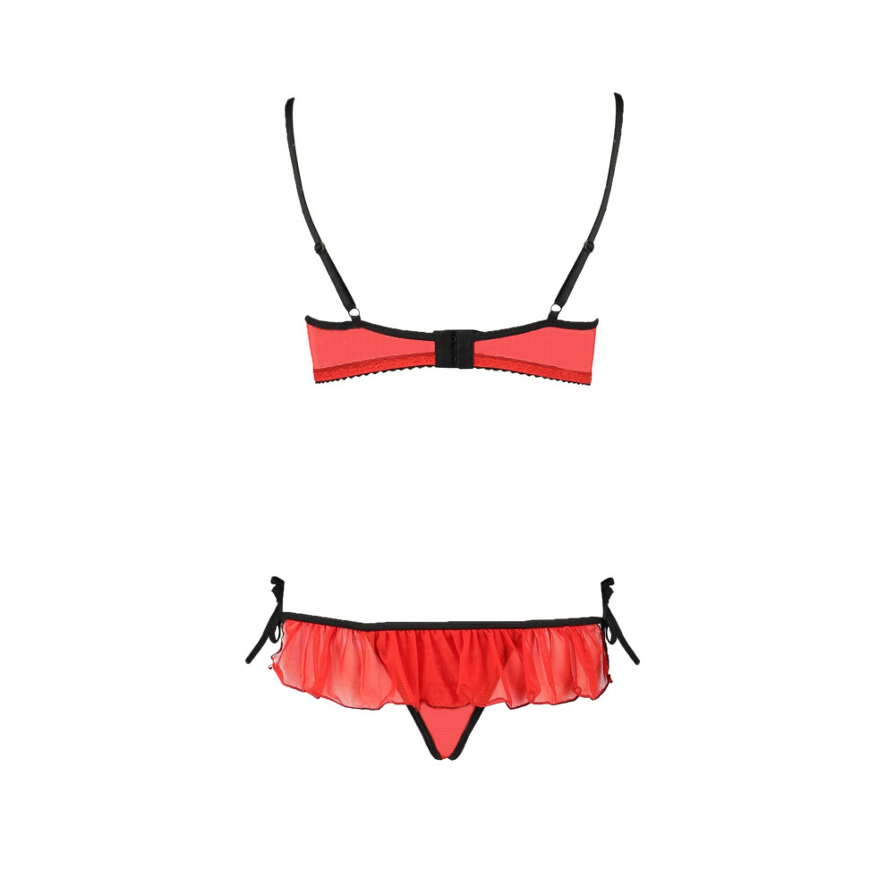 Эротическое белье - Комплект белья с открытой грудью red S/M CHERRY SET WITH OPEN BRA- Passion 3