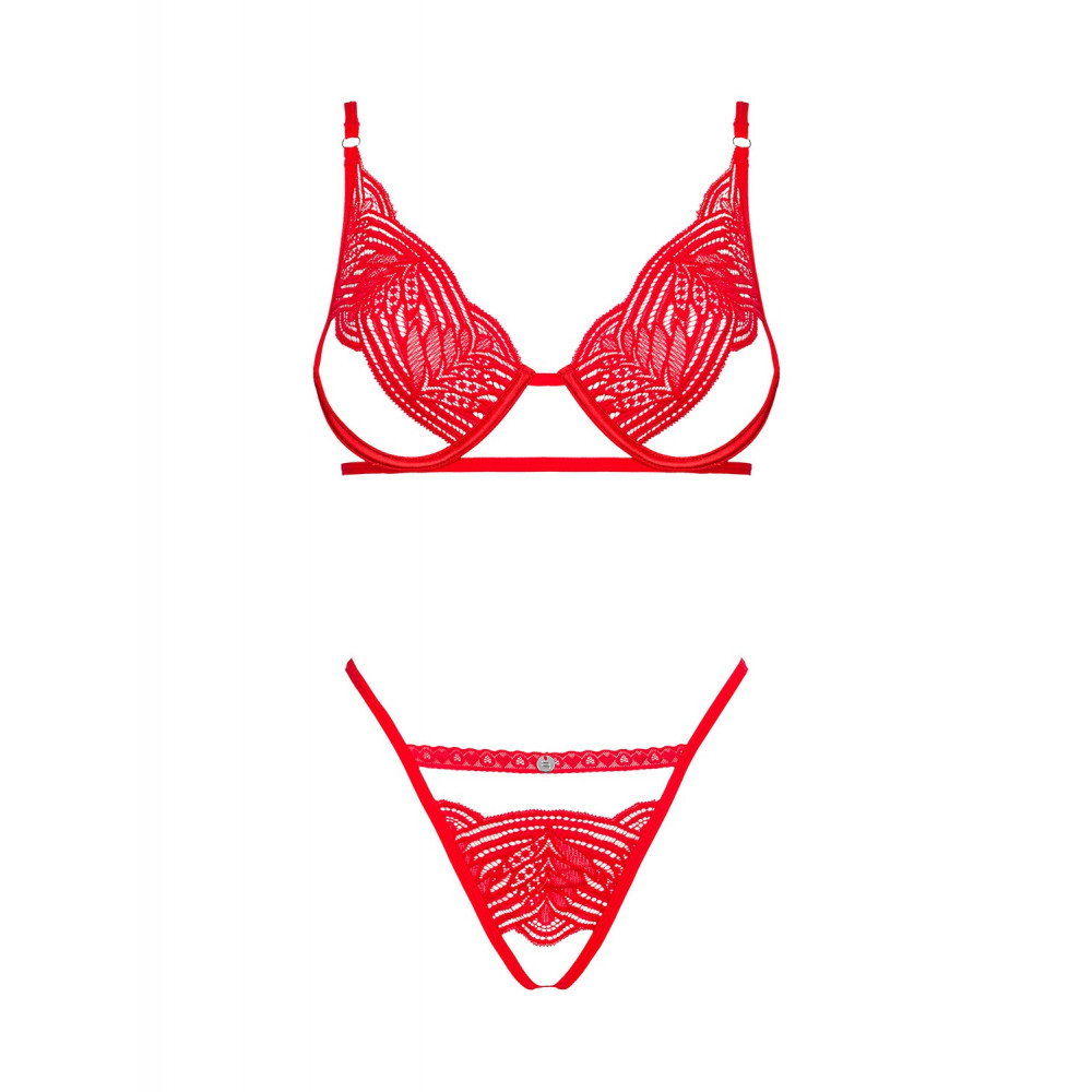 Разное - Комплект белья кружевной с декоративными лямками Obsessive Mellania красный, L/XL 4