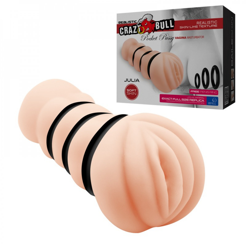  - Мастурбатор реалістичний Crazy Bull Pocket Pussy із кібершкіри, 15 см 4