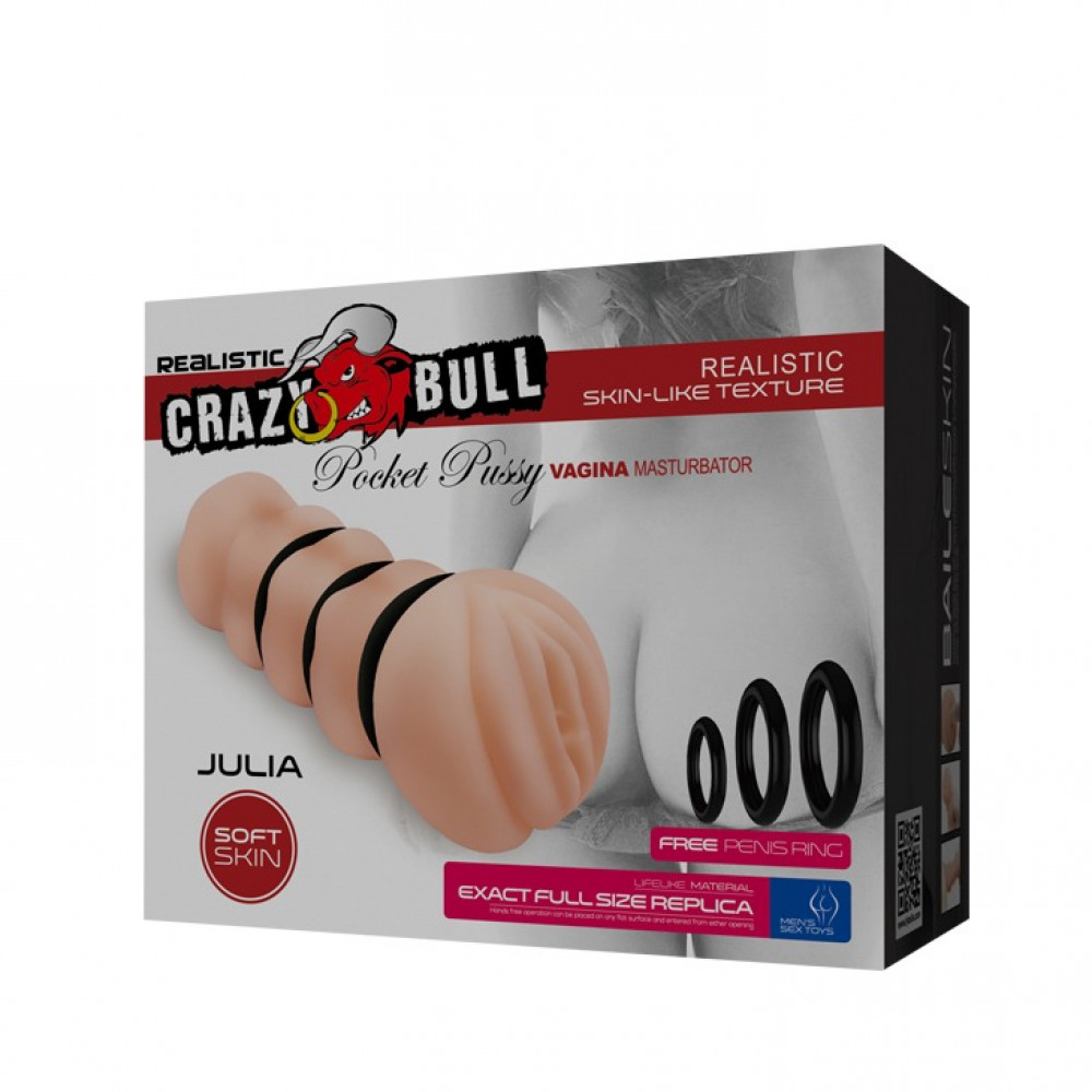  - Мастурбатор реалістичний Crazy Bull Pocket Pussy із кібершкіри, 15 см 6