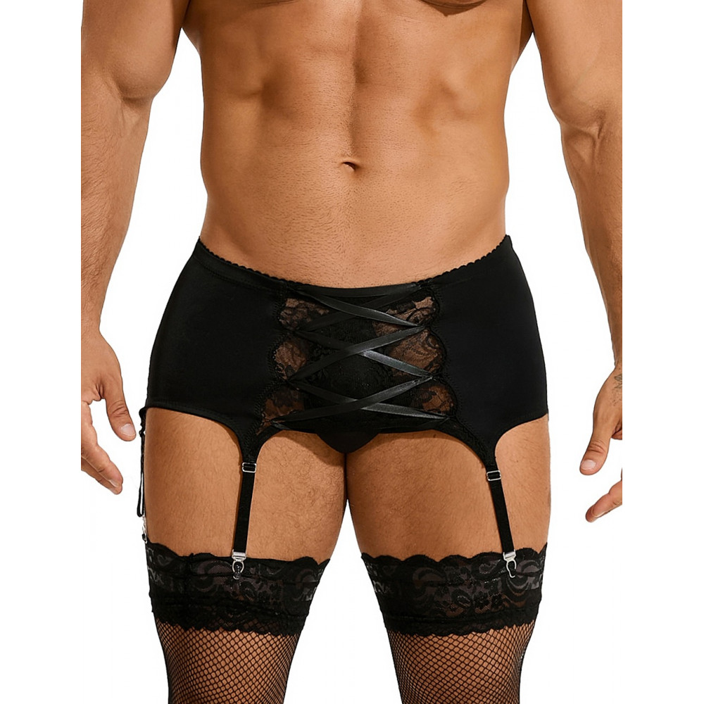 Різне - Чоловічий мереживний пояс з підв'язками Star Night чорний, S 1