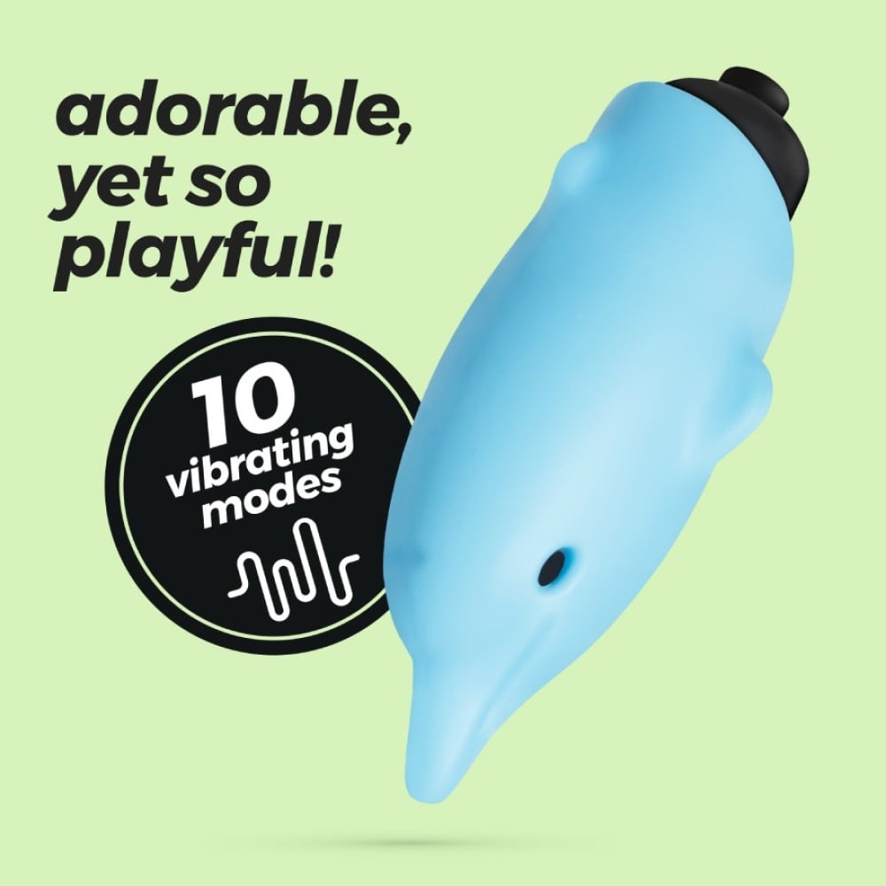  - Міні-вібратор у вигляді дельфіна Crushios Dolphin з 10 швидкостями, блакитний 4