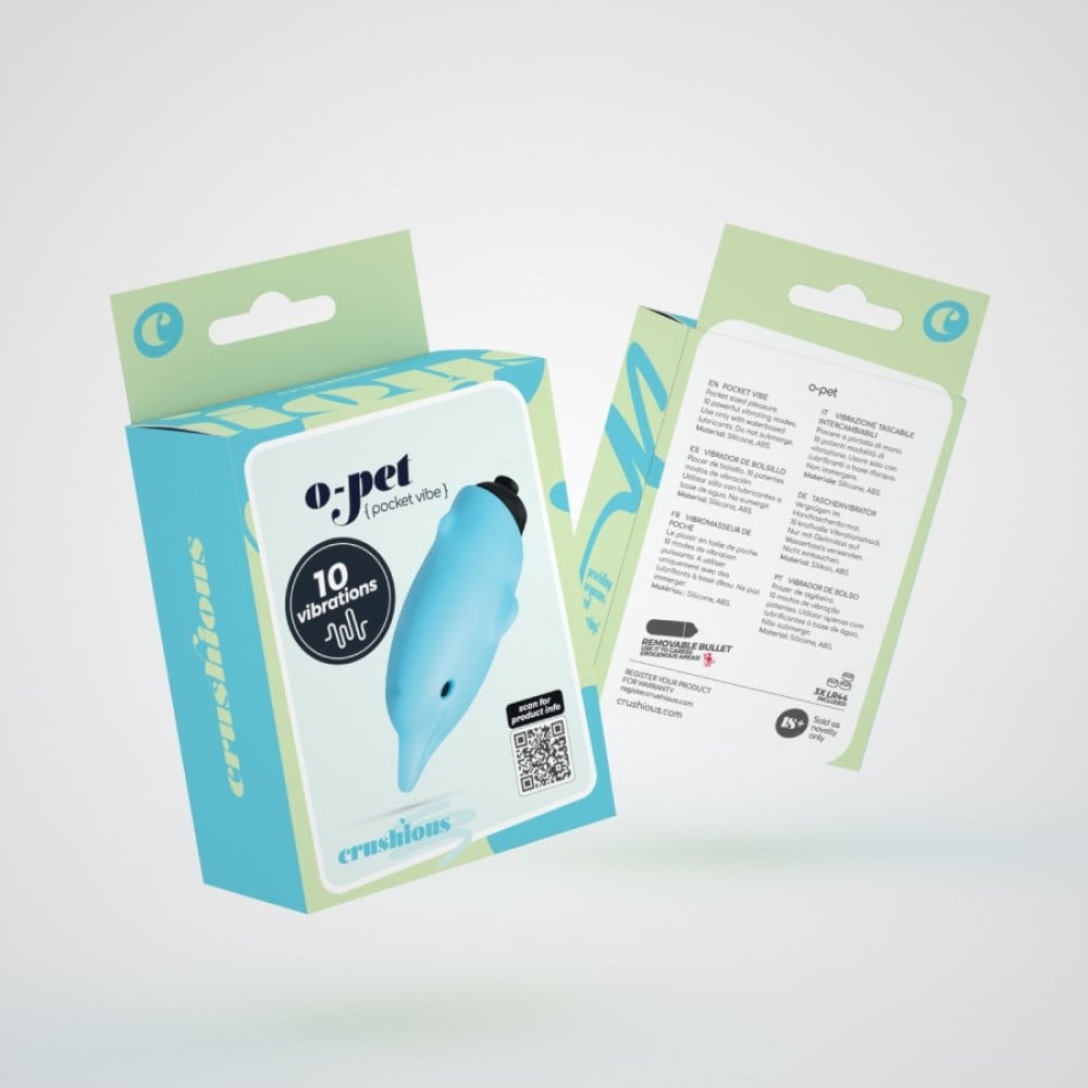  - Міні-вібратор у вигляді дельфіна Crushios Dolphin з 10 швидкостями, блакитний 6