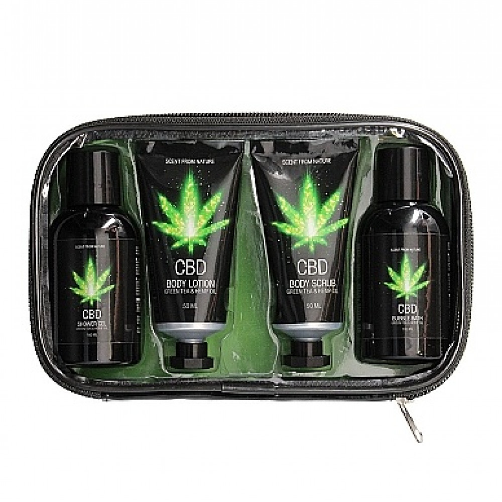 Разное - Набор для ванны и душа CBD Luxe Travel set - GREEN TEA & HEMP OIL ( 4 предмета ) 5