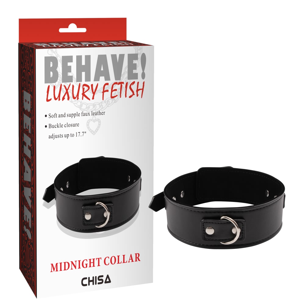 БДСМ ошейники - CH97542 Ошейник Behave Luxury Fetish Midnight collar Chisa