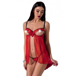 Пеньюар с открытой грудью CHERRY CHEMISE red S/M - Passion