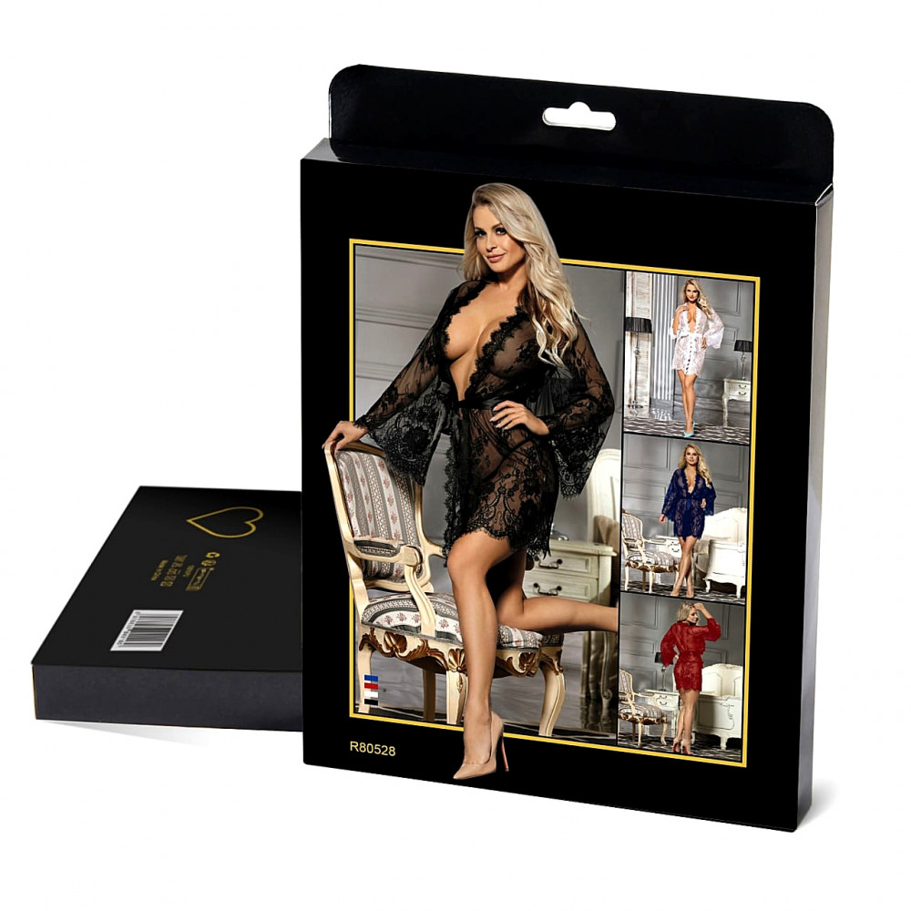 Різне - Сексуальний мереживний халат Star Night з довгими рукавами, чорний, XL 7