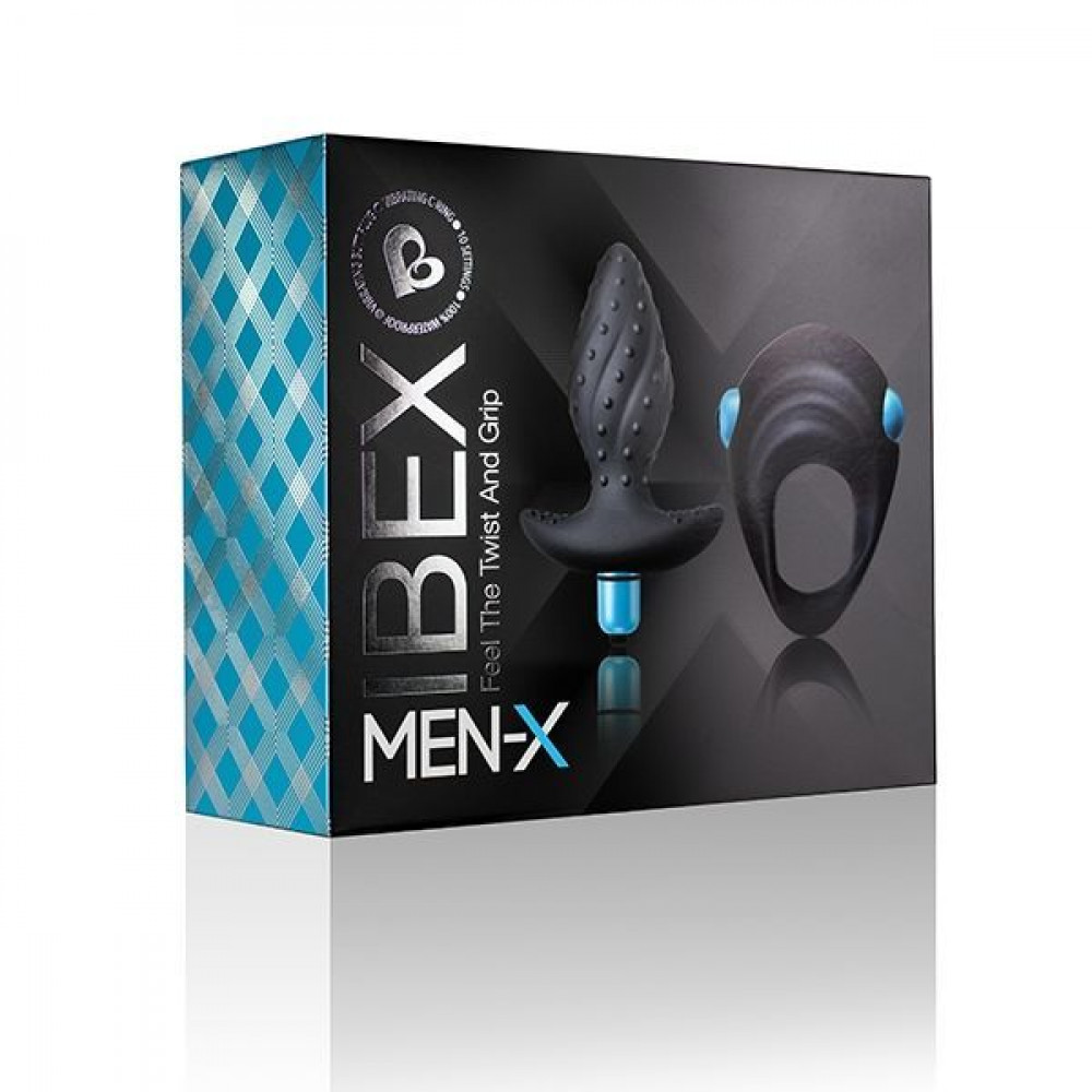 Подарочные наборы - Вибронабор Rock off Men-X IBEX: анальная вибропробка и эрекционное виброкольцо 7