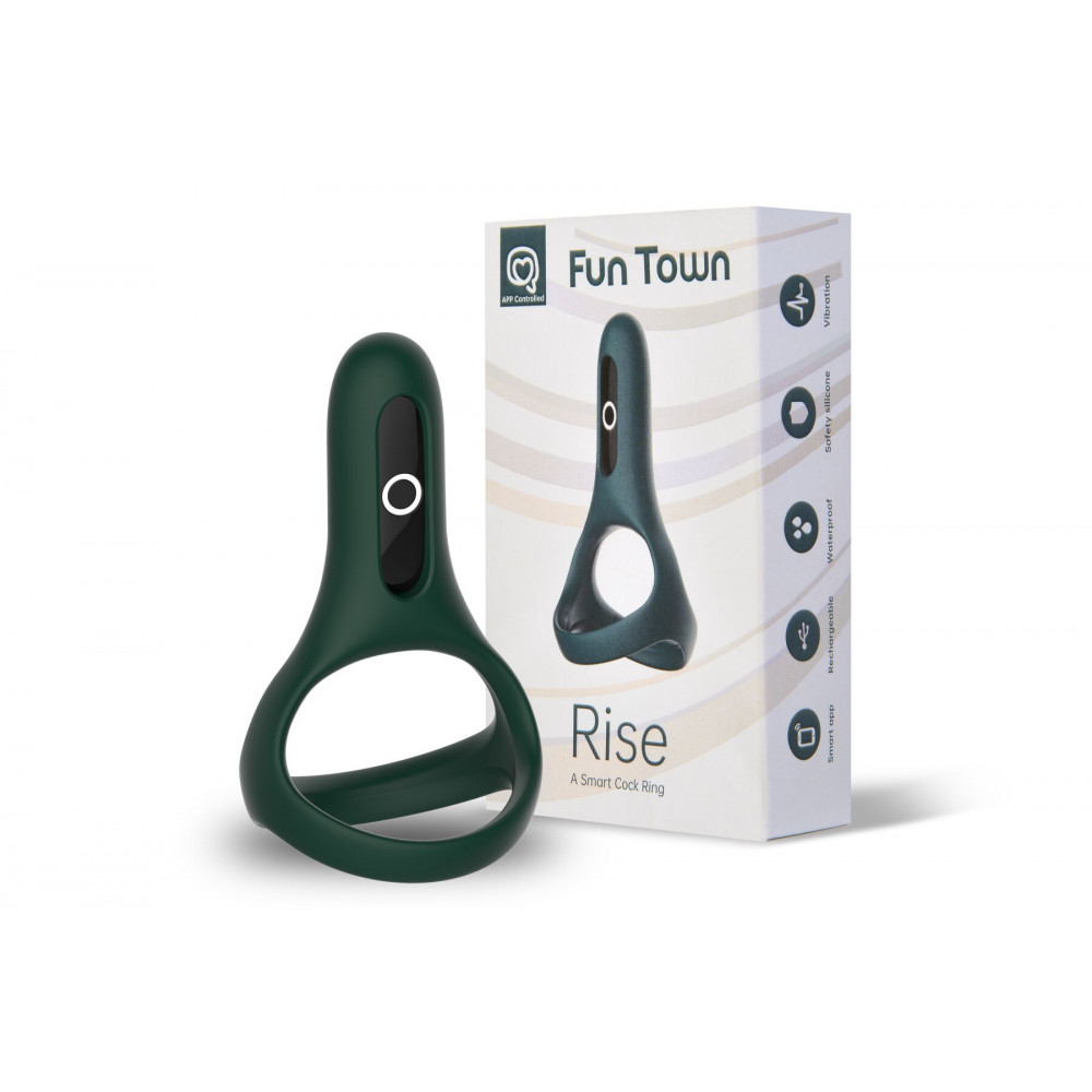 Эрекционные кольца с вибрацией - Двойное эрекционное кольцо Fun Town Rise Turquoise, управление со смартфона