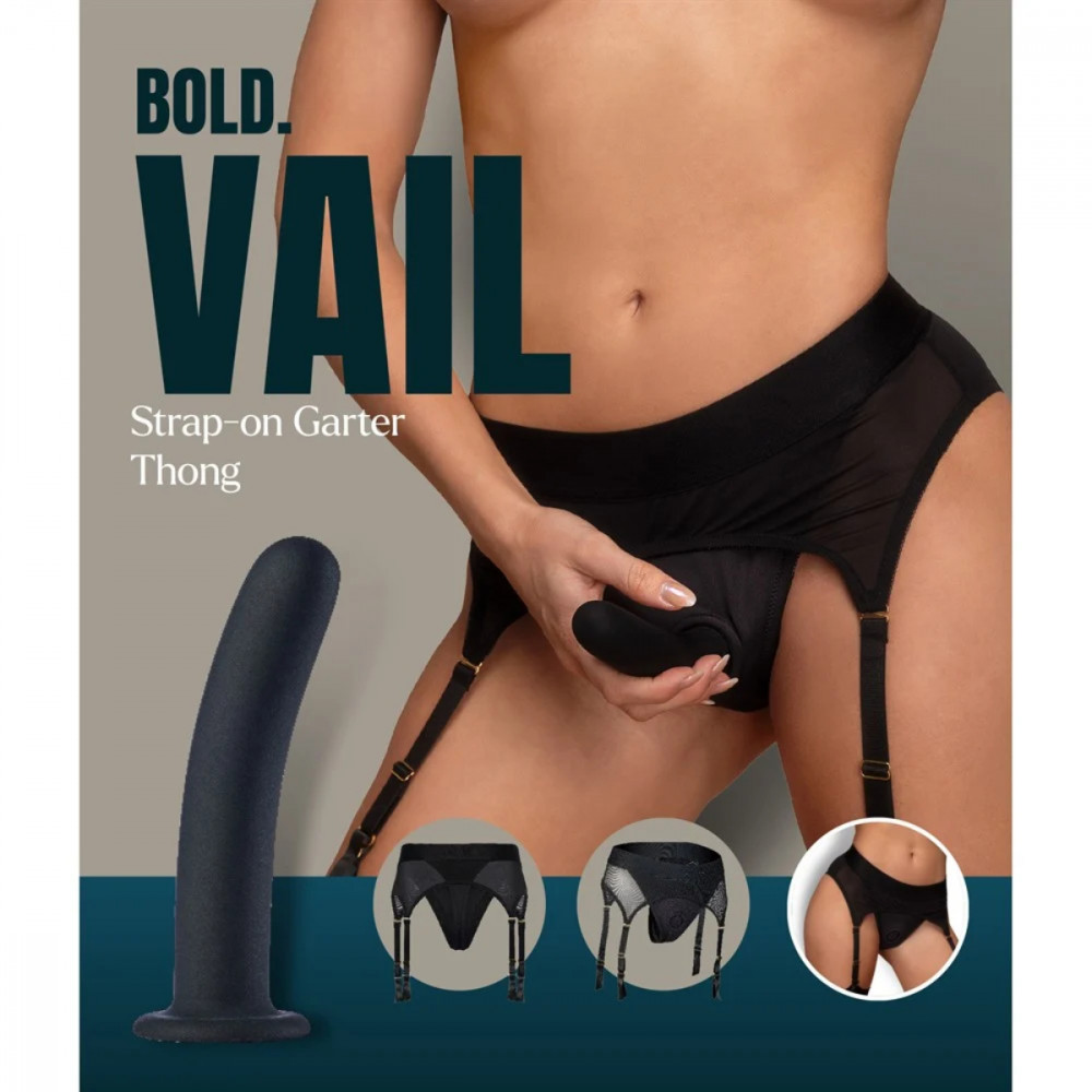 Страпоны - Страпон с трусиками-подвязками Dream Toys Bold Vail, черный, размер S 1