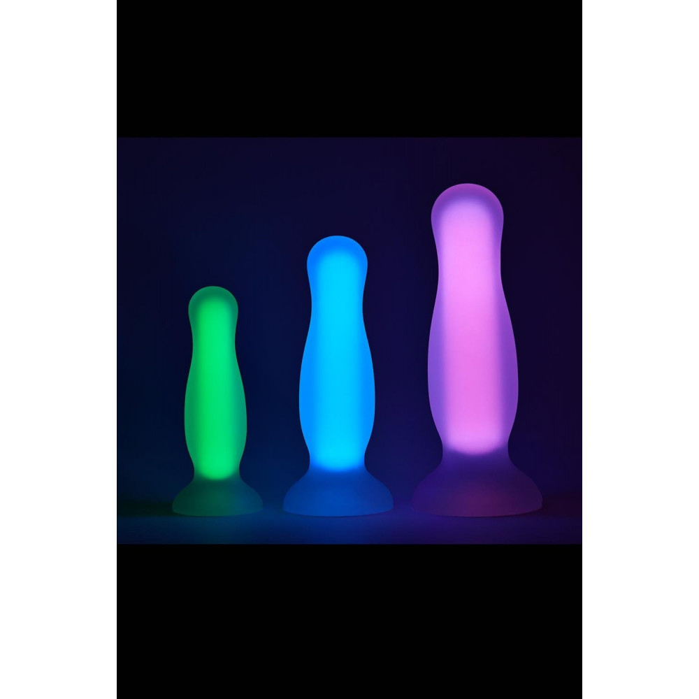 Анальные игрушки без вибрации - Анальная пробка люминесцентная Dream Toys RADIANT Glow In The Dark синяя, М 4