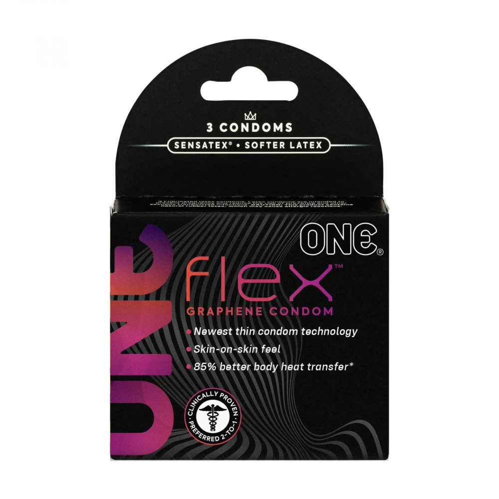 Презервативы - Презервативы ONE Flex Graphene Condom 3 шт, картонная коробка