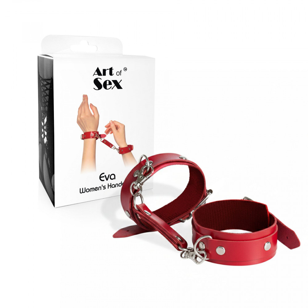 Наручники и ограничения - Наручники из экокожи Art of Sex - Eva, цвет красный 1
