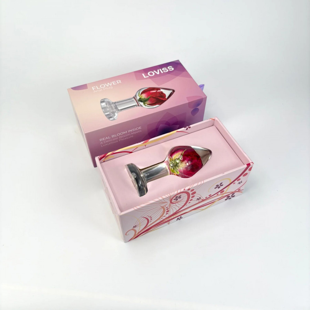 Анальні іграшки без вібрації - Розкішна анальна пробка Loviss Rose Anal Plug зі справжньою трояндою всередині 6