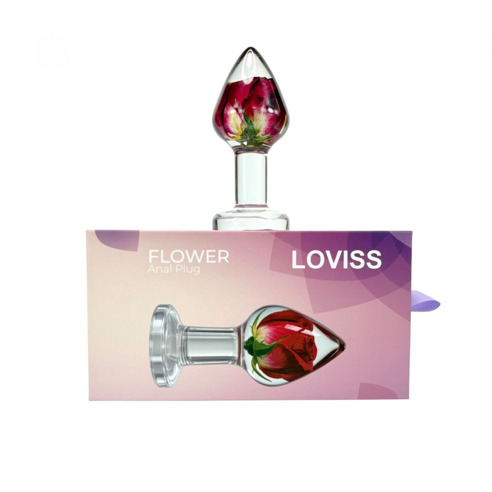 Анальні іграшки без вібрації - Розкішна анальна пробка Loviss Rose Anal Plug зі справжньою трояндою всередині 1