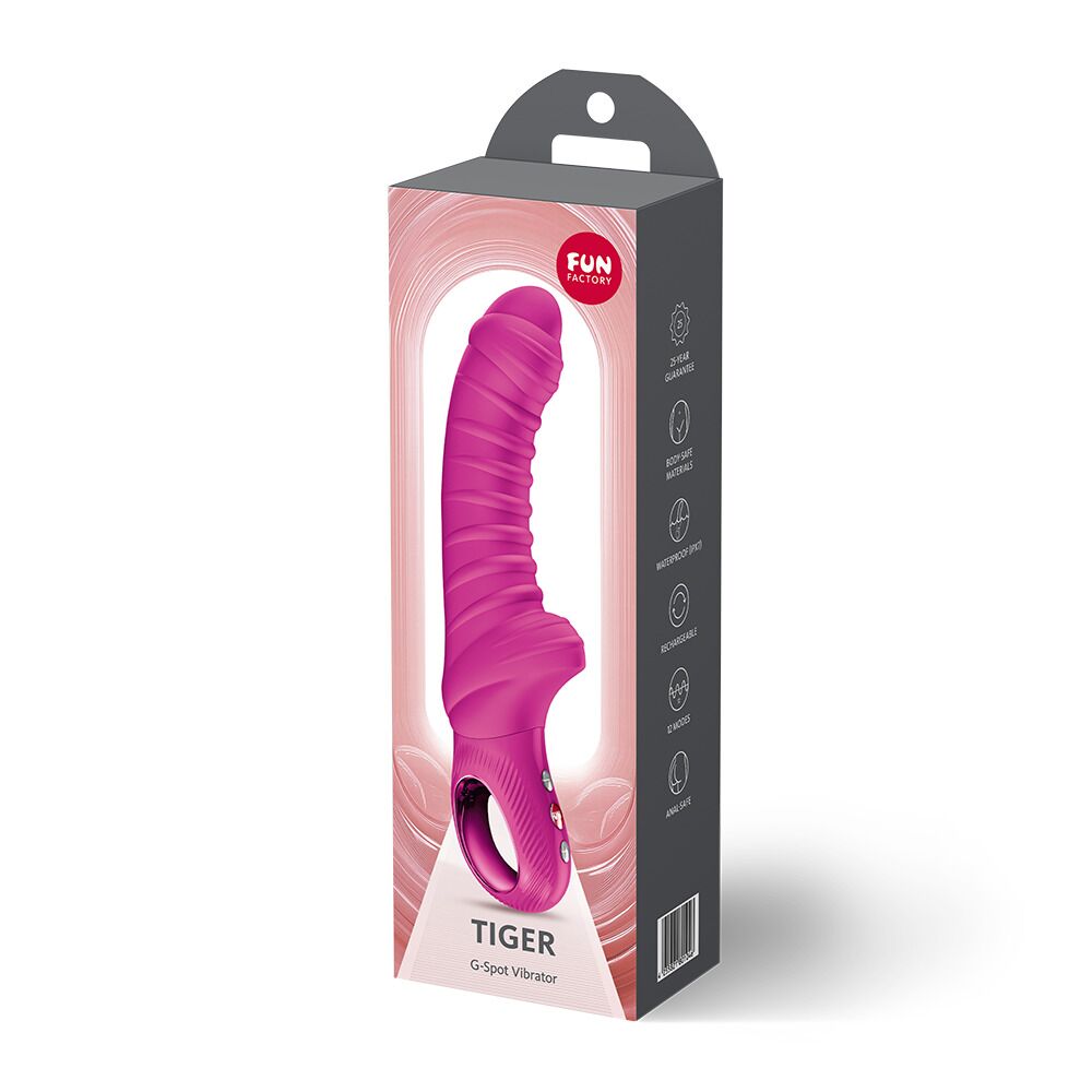 Классический вибратор - Вибратор для точки G Fun Factory TIGER Magenta, ребристый, подходит для анальной стимуляции 4