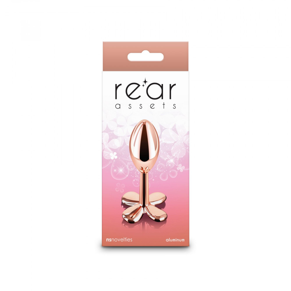 Анальные игрушки без вибрации - Анальная пробка NS Novelties Rear Assets - Clover - Rose Gold 3