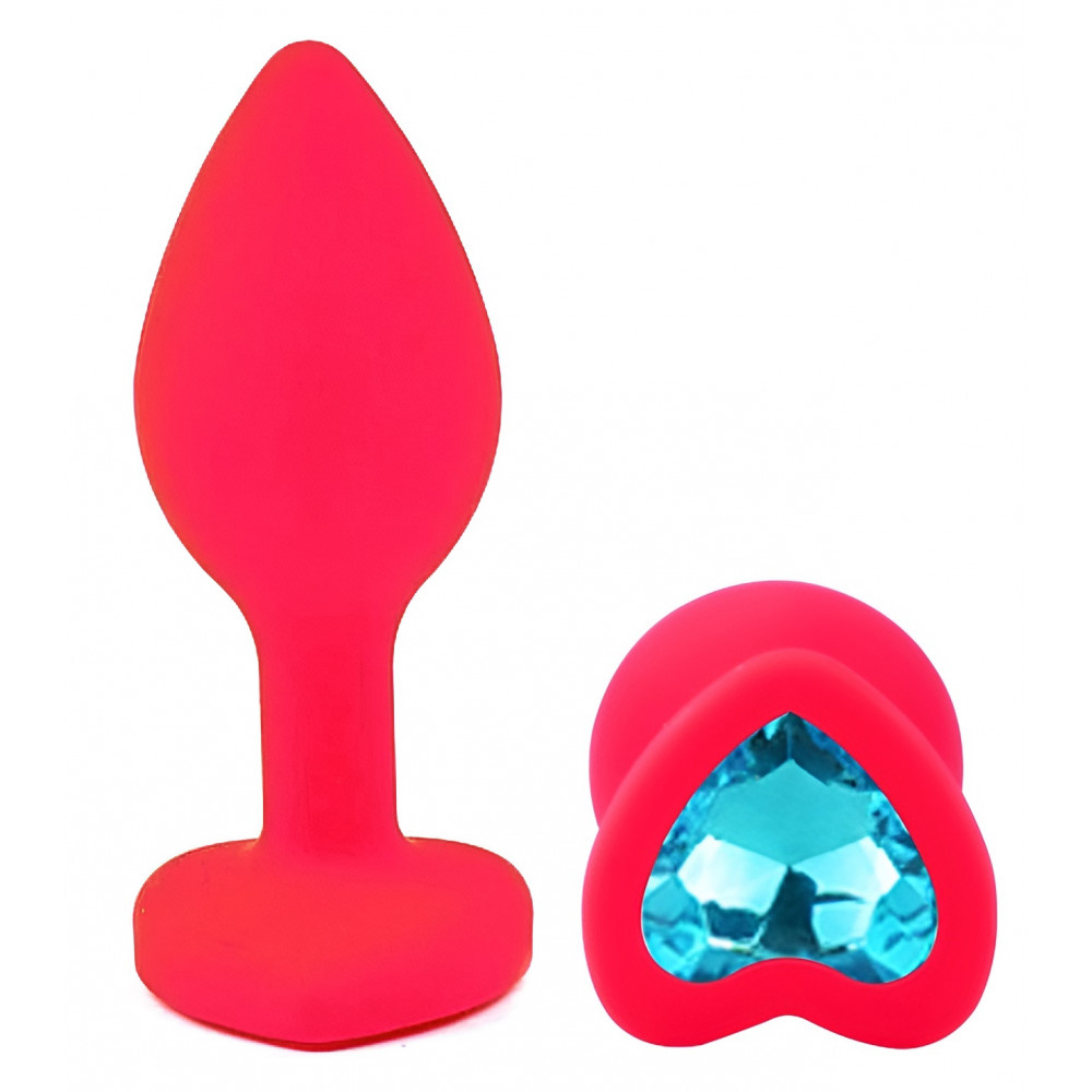 Анальные игрушки без вибрации - Силиконовая анальная пробка EGZO - Silicone Pink Heart Plug Aqua, size S 3