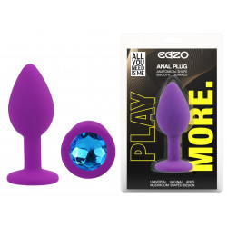 Силиконовая анальная пробка EGZO - Silicone Purple Round Plug Blue, size S